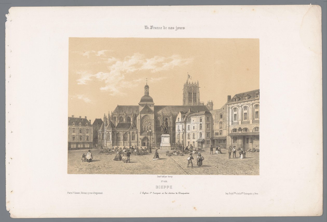 Dieppe Dieppe'deki Saint-Jacques kilisesinin ve Duquesne heykelinin görünümü. l'Eglise St. Jacques et la heykeli de Duquesne (nesne üzerine başlık) Çağdaş Fransa (dizi başlığı) La France de nos jours (nesne üzerine dizi başlığı) by Isodore Laurent Deroy