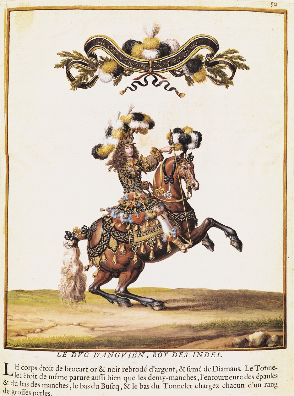 Atlıkarıncada Kızılderililerin Kralı Olarak Enghien Dükü, Tuileries Önünde Louis XIV (1638-1715) için Gösteri, 5 Haziran 1662 by Israël Silvestre the Younger