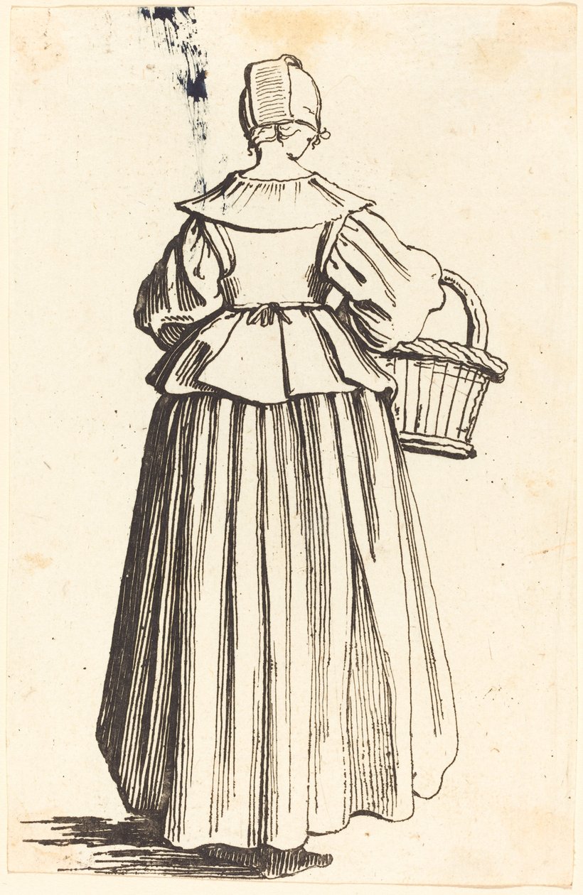 Sepetli Köylü Kadın, Arkadan Göründü by Israel Henriet after Jacques Callot