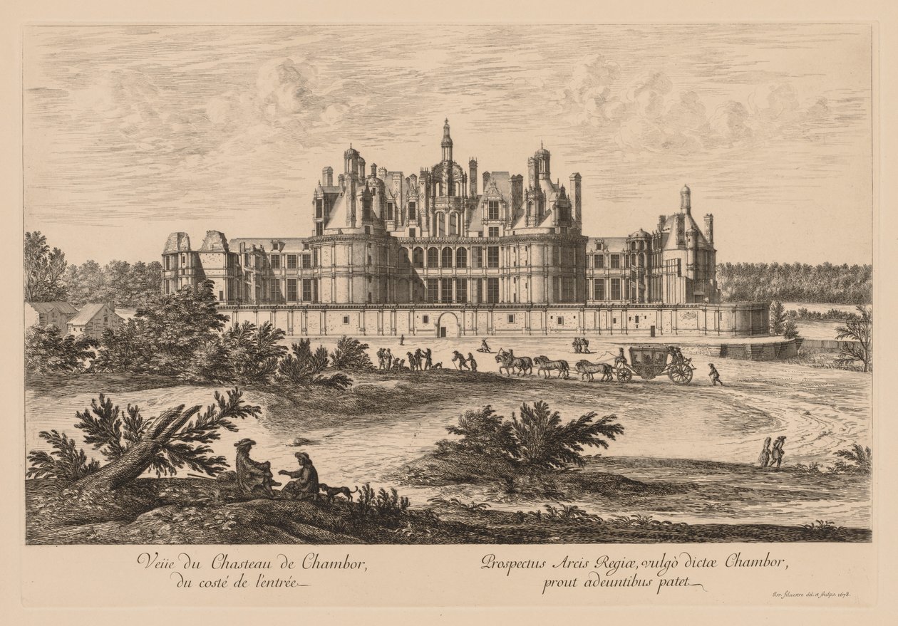 Girişten Chambord Sarayı'nın görünümü by Israël Silvestre