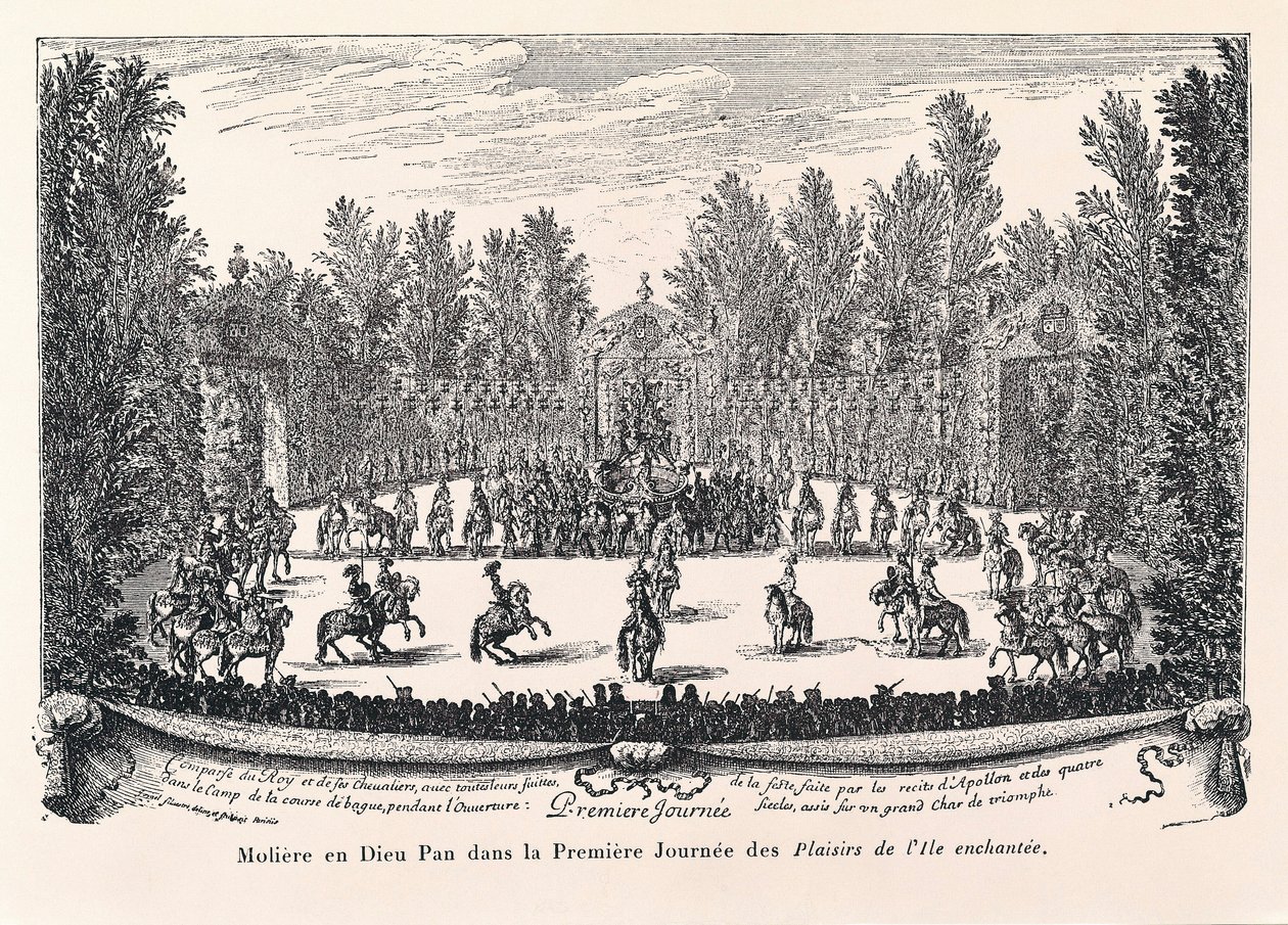 God Pan'daki Moliere, Jean Baptiste Poquelin'in MOLIERE (1622-1673) adlı "Les Plaisirs de l'Ile echantee" çizimi by Israel the Younger Silvestre