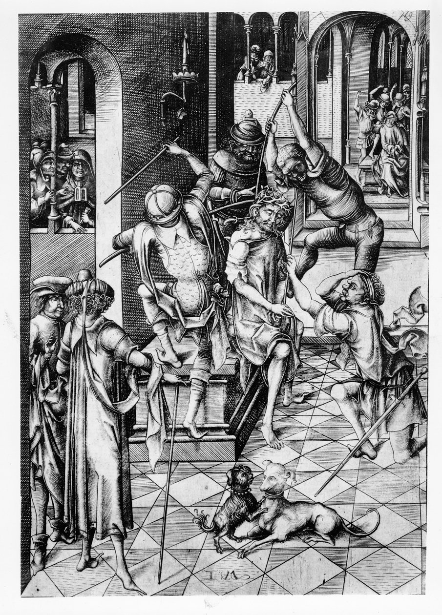 Dikenlerle taçlandırılmış İsa, c.1480 by Israhel van Meckenem the younger