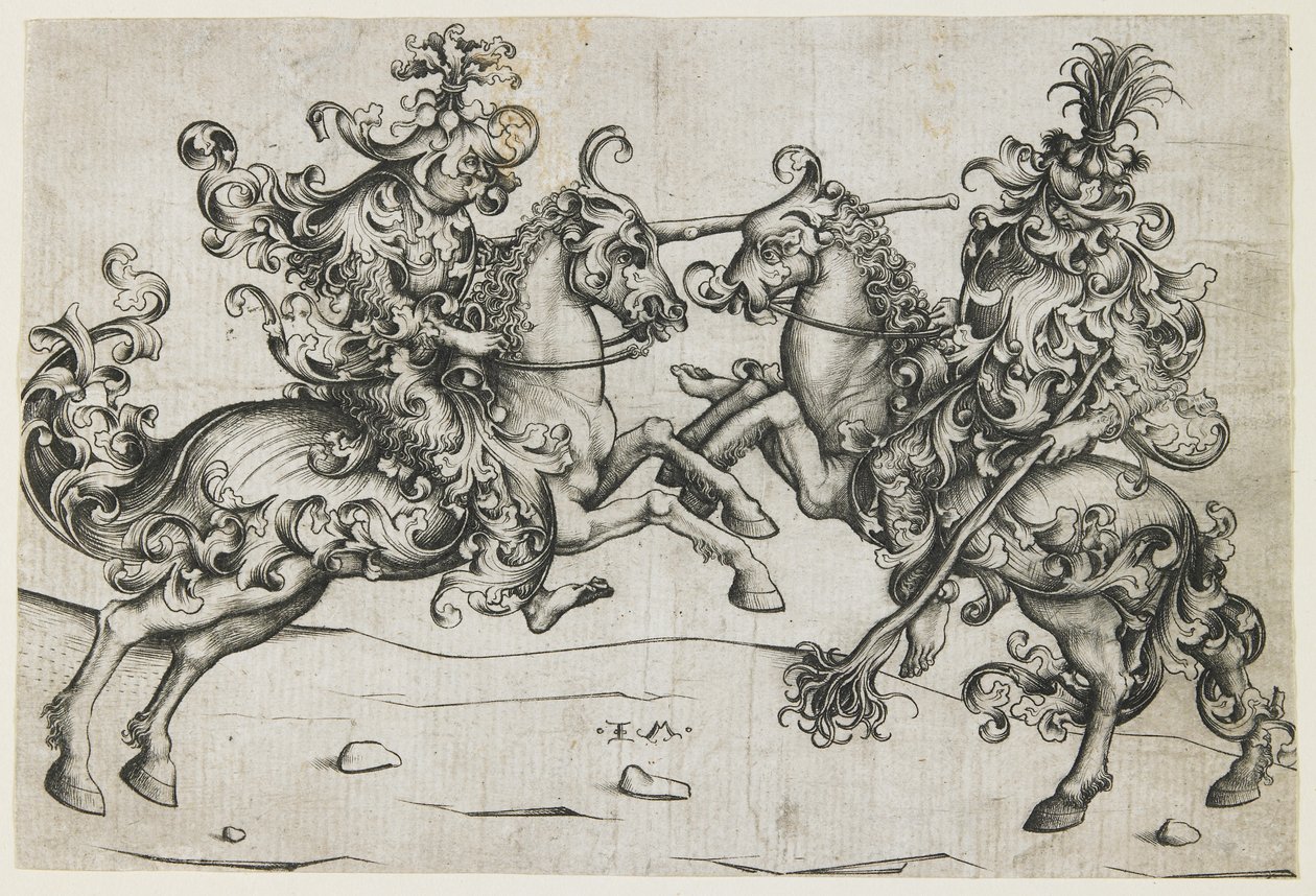İki Vahşi Adamın Zırvası, c. 1480 by Israhel van Meckenem the younger