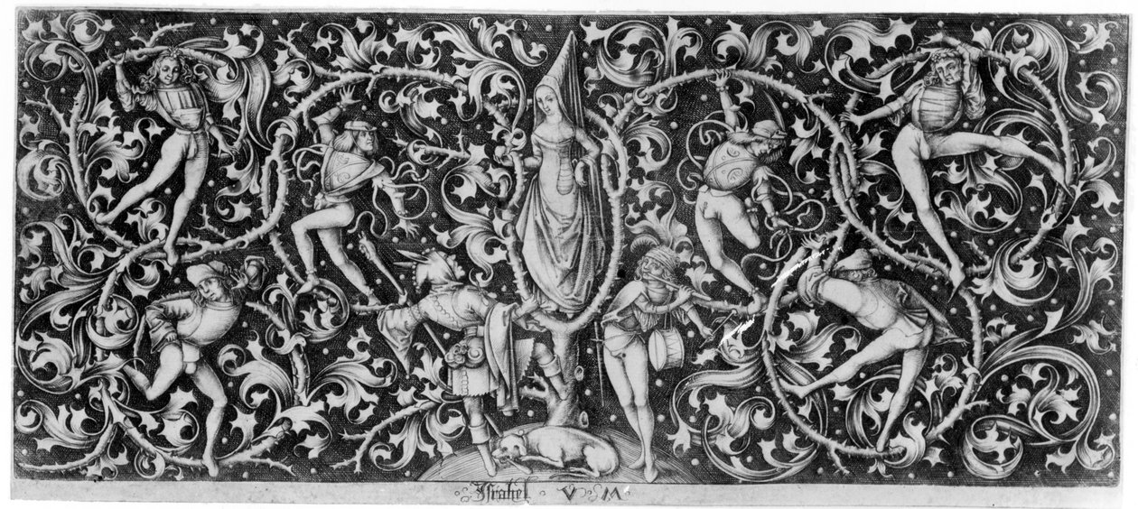 Morris Dansçıları ile Süsleme, c.1490-1500 by Israhel van Meckenem the younger