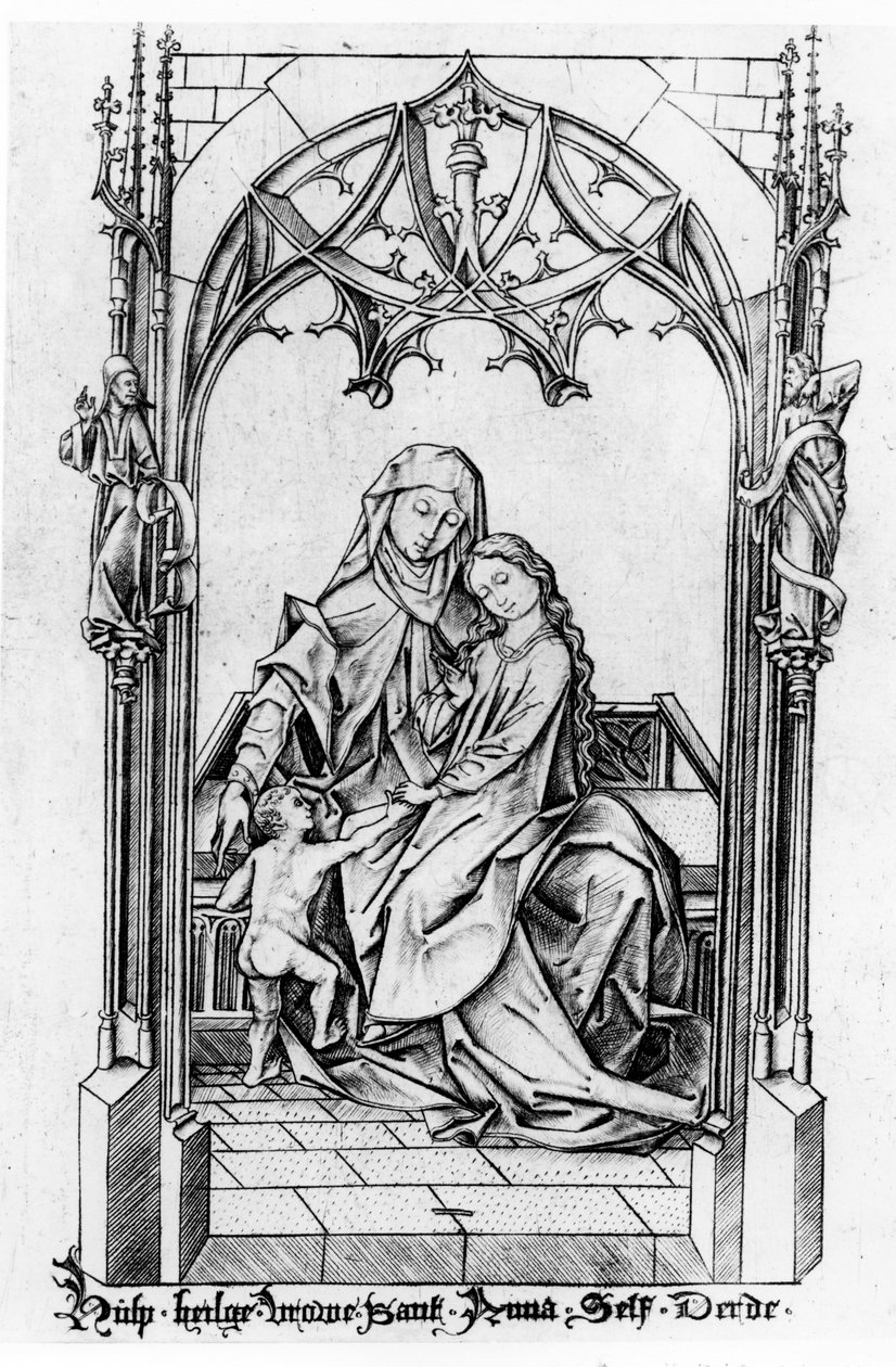 St. Anne, Mary ve Çocuk, c.1465-1500 by Israhel van Meckenem the younger
