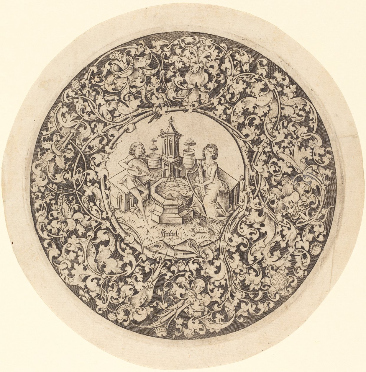 Kuyu Yakınında Oynayan Müzisyenlerin Olduğu Dairesel Süsleme, c. 14951503. by Israhel van Meckenem