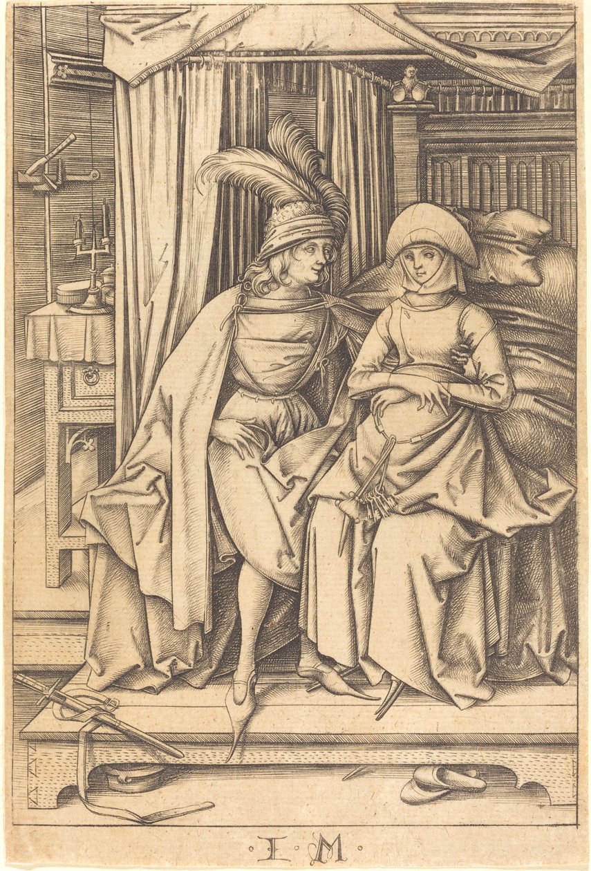 Bir Yatakta Oturan Çift, c. 14951503. by Israhel van Meckenem
