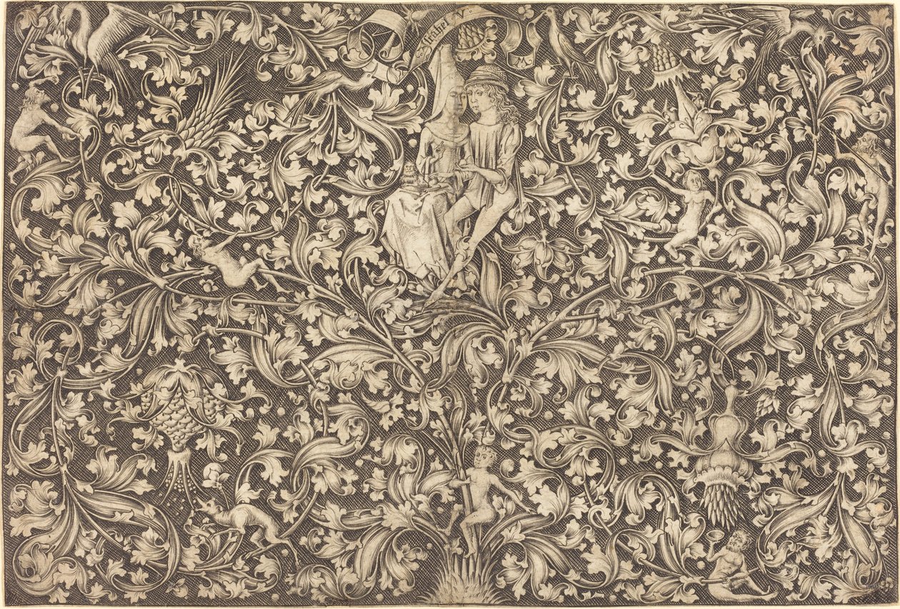 İki Sevgilili Süsleme Panosu, c. 14901500. by Israhel van Meckenem