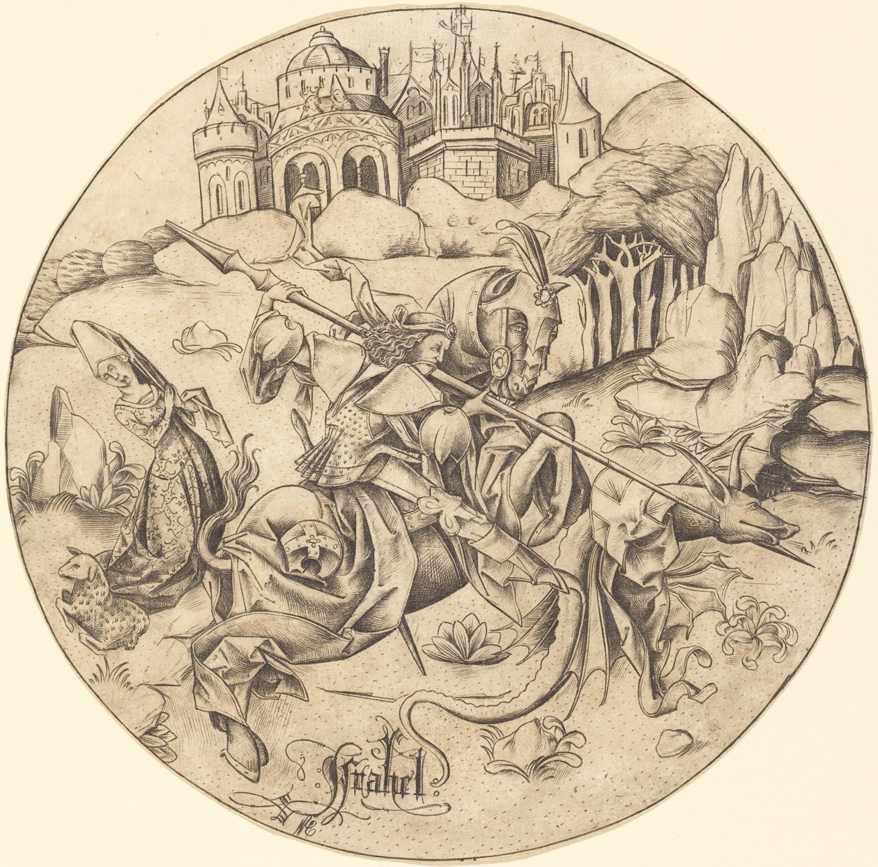 Aziz George ve Ejderha by Israhel van Meckenem