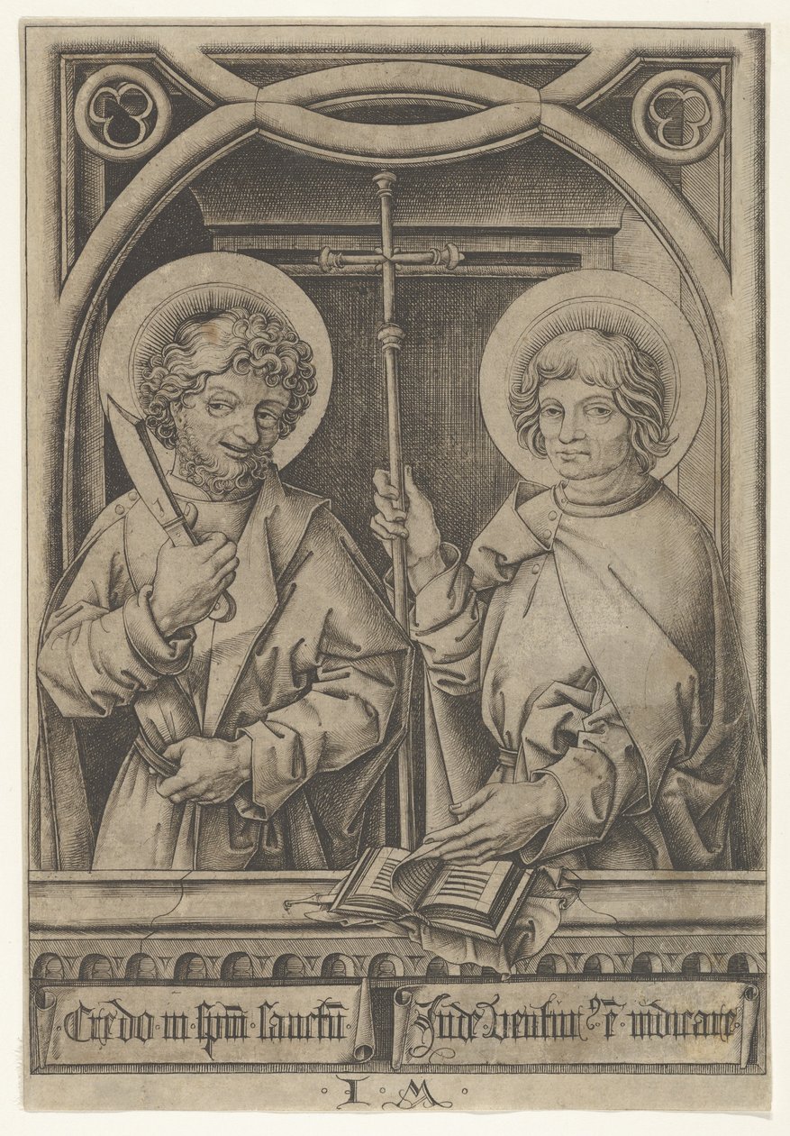 Havarilerden Aziz Bartholomew ve Aziz Philip, 1435-1503. by Israhel van Meckenem
