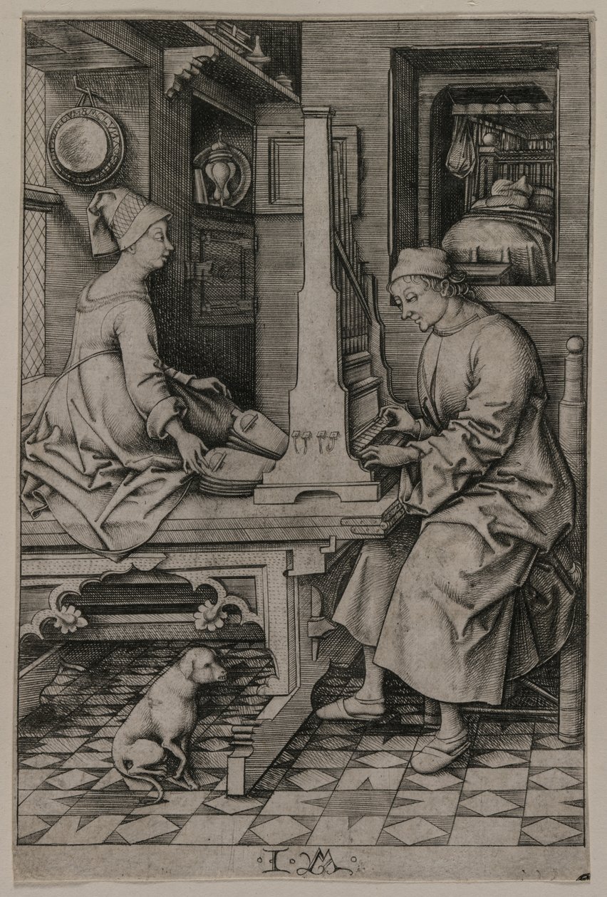 Organ Çalan ve Karısı, 1495-1503. by Israhel van Meckenem