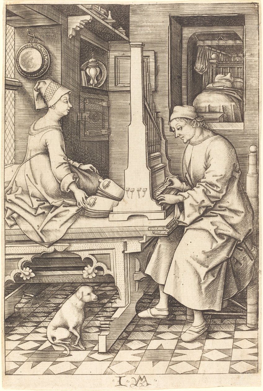Organ Oyuncusu ve Karısı, c. 14951503. by Israhel van Meckenem