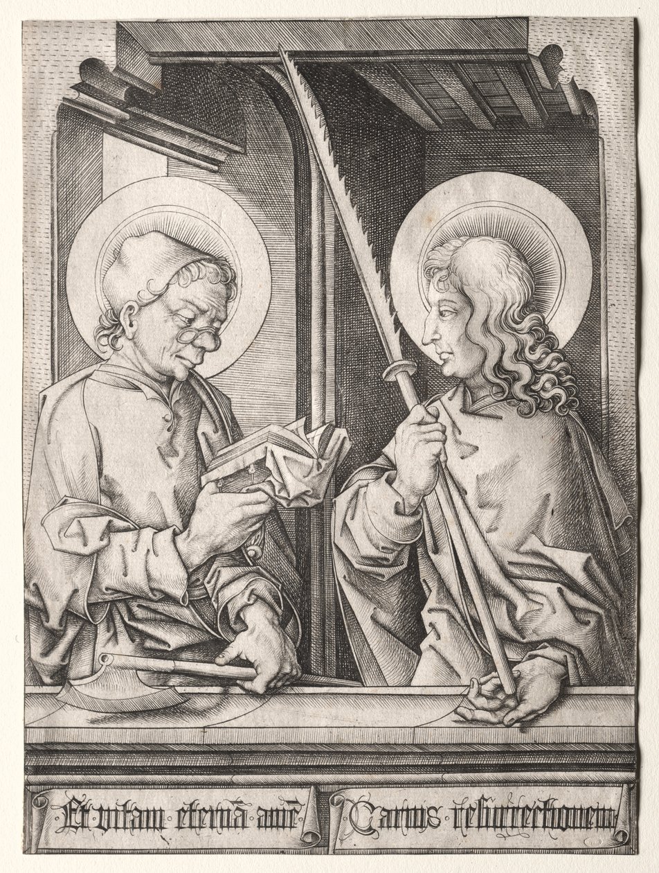Gotik Pencerelerde On İki Havari: St. Matthias ve St. Judas Thaddaeus by Israhel van Meckenem