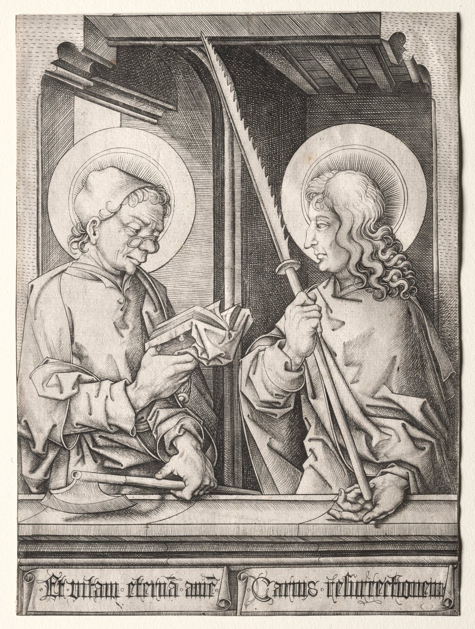 Gotik Pencerelerde On İki Havari: St. Matthias ve St. Judas Thaddaeus. by Israhel van Meckenem
