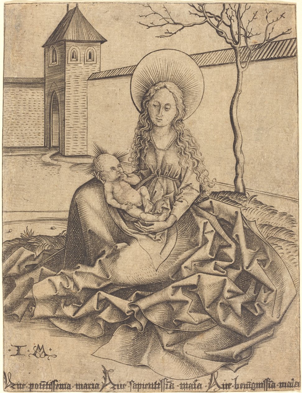 Avluda Bakire ve Çocuk by Israhel van Meckenem after Martin Schongauer