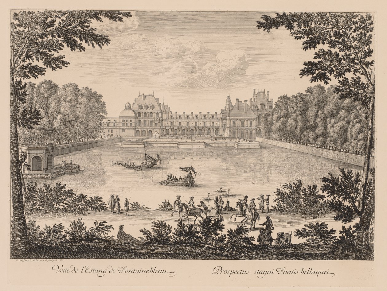 Fontainebleau göletinin görünümü by Israël Silvestre