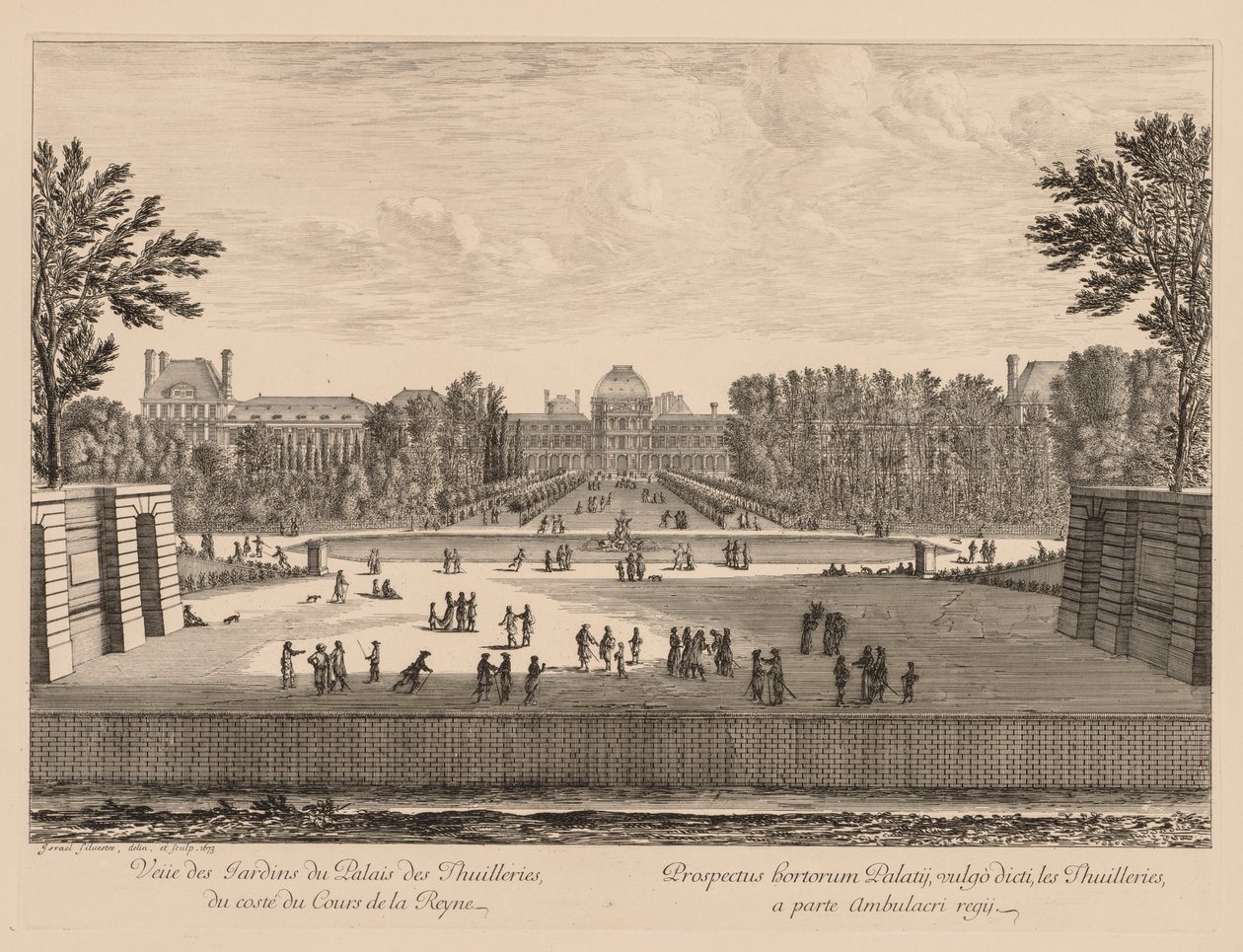 Cours la Reine tarafından Tuileries Sarayı ve Bahçeleri