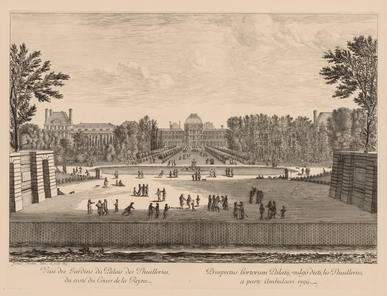 Cours la Reine tarafından Tuileries Sarayı ve Bahçeleri
