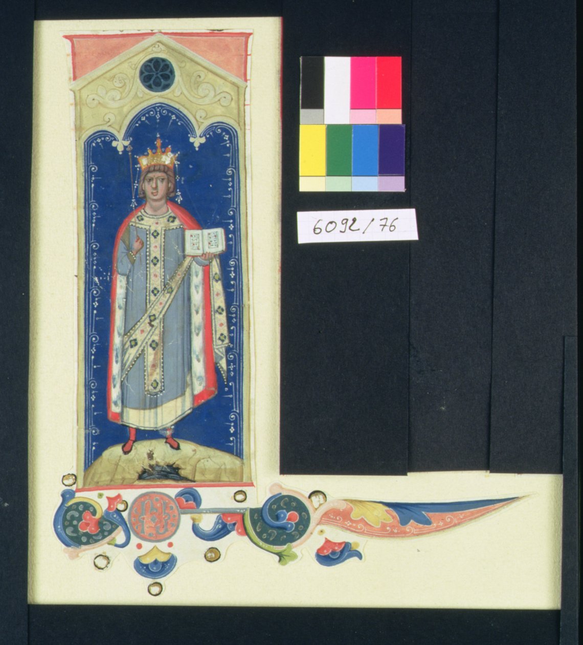 AE II 327 St. Louis (1215-70) Asa ve Adaletin Elini Taşımak, c.1320 by Italian School