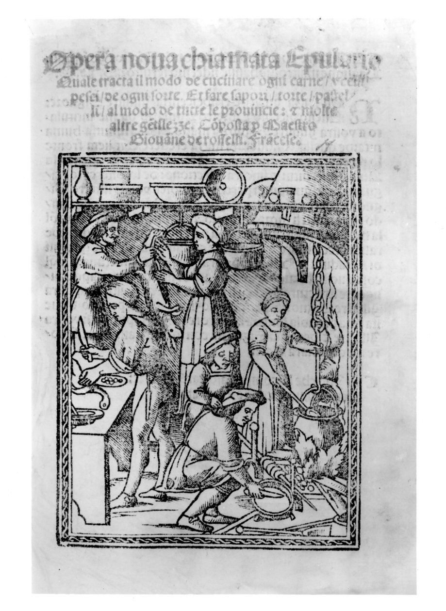 Frontispiece to an Italian cook book   by Italian School