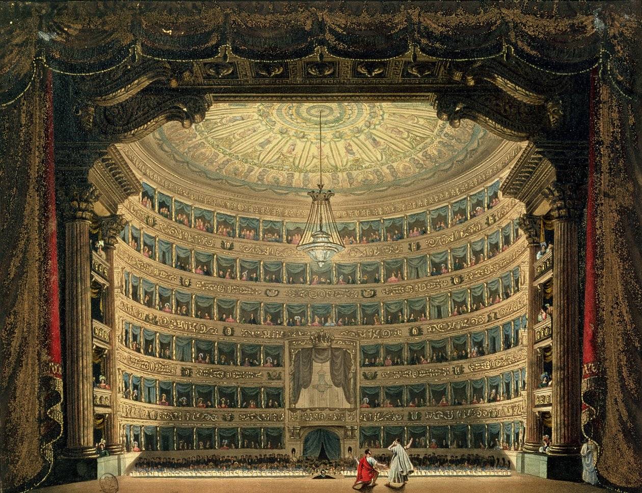 La Scala, Milano, bir performans sırasında by Italian School