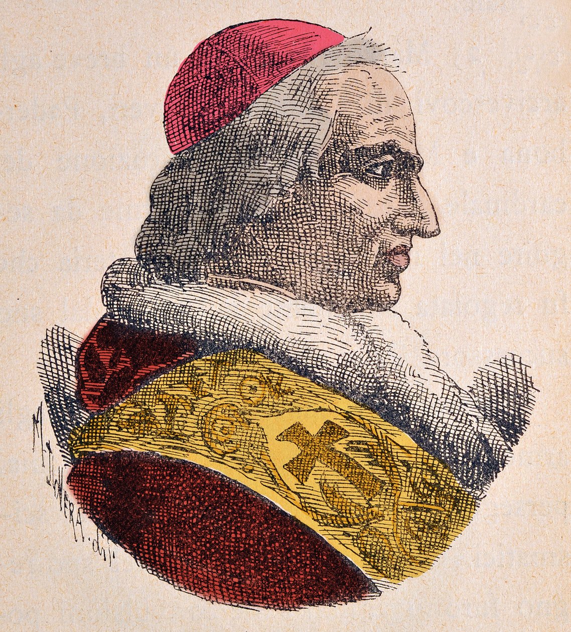 Papa Pastasının Portresi (Pius veya Pio) VIII (1829-1830), 1898 (daha sonra renklendirilmiş gravür) by Italian School