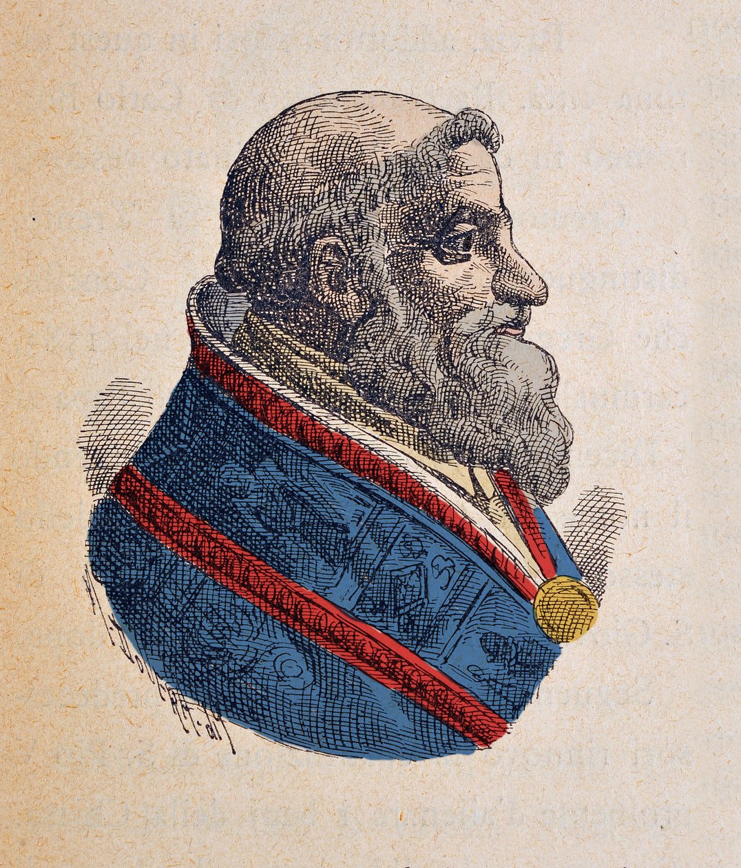 Papa Sixte V portresi veya beşli (Sixtus, Sisto veya Xystus) (1585-1590), 1898 (daha sonra renklendirilmiş gravür) by Italian School
