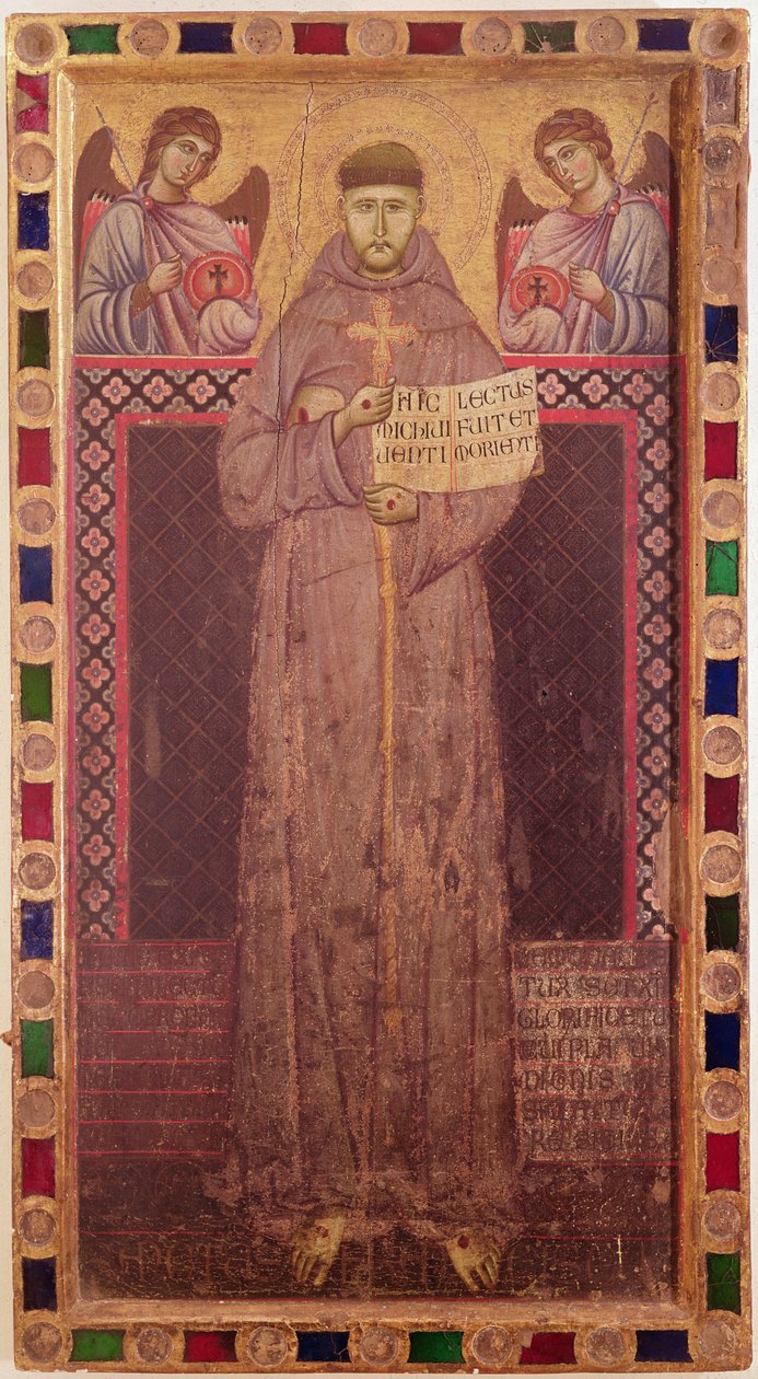 Aziz Francis ve Melekler, c.1250-1300 (panelde tempera) by Italian School