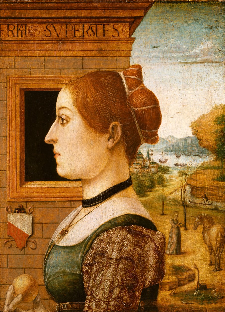 Bir Kadının Portresi, c.1494 (ahşap üzerine tempera) by Italian School Italian School