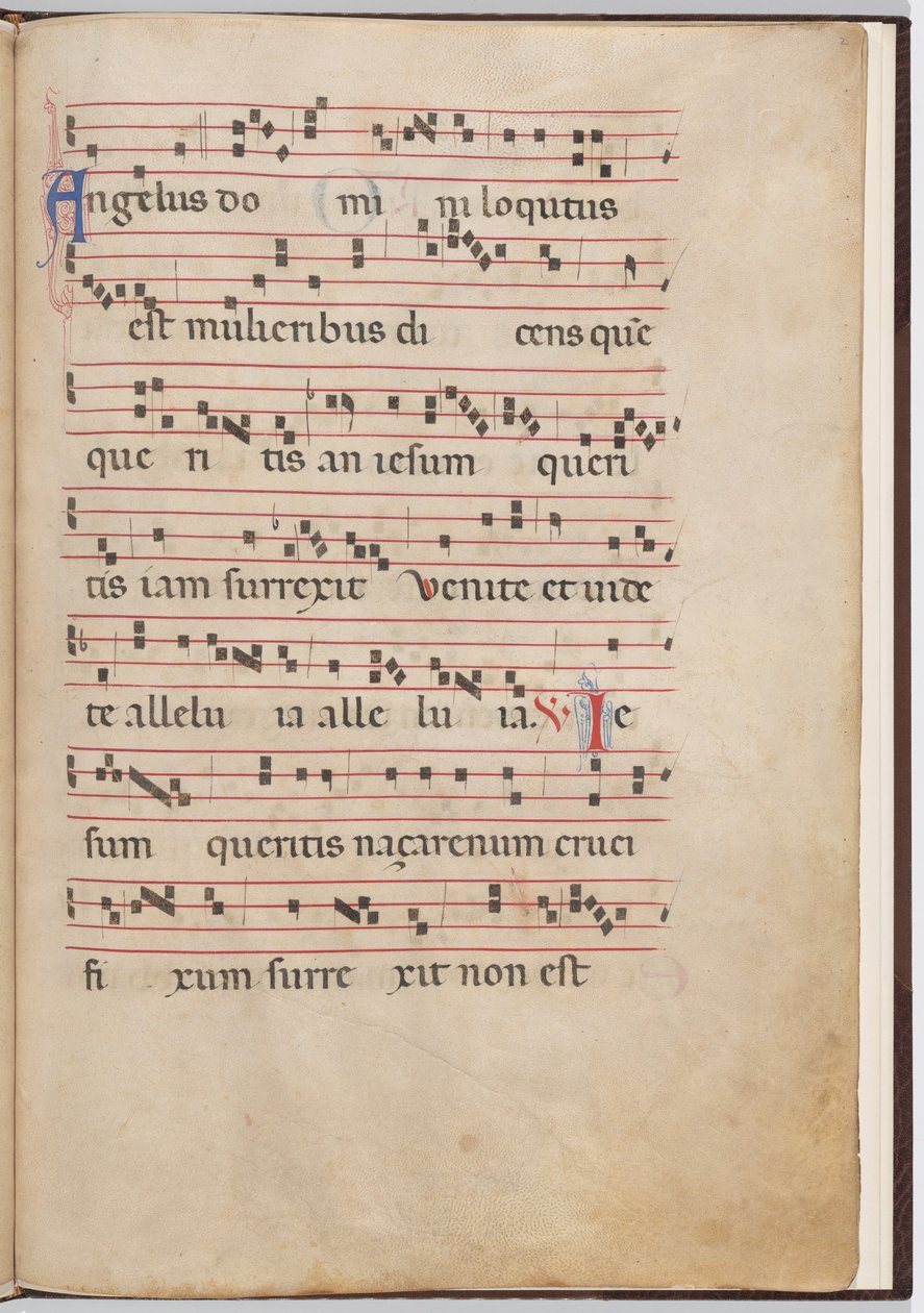 Bir antifonal parçadan yaprak 2 by Italian 13th Century