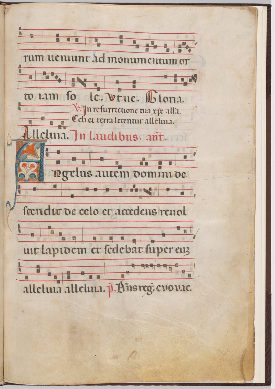 Bir antifonal parçadan yaprak 3 by Italian 13th Century