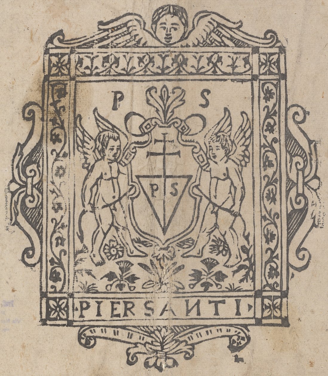 Kalkanlı İki Putti Pier Santi Yazılı by Italian 16th Century