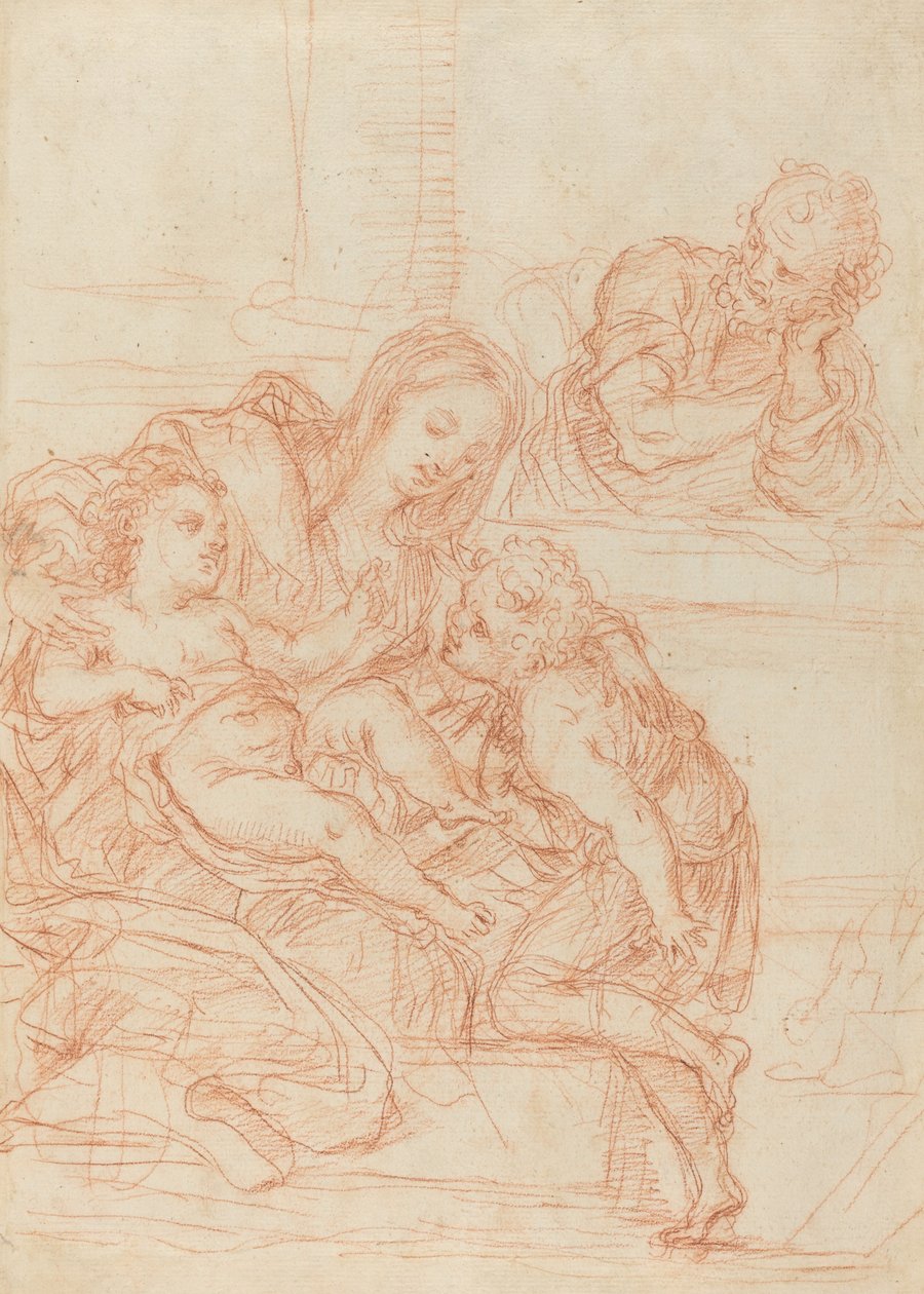 Aziz John ve Joseph ile Madonna ve Çocuk [rekto] by Italian 17th Century
