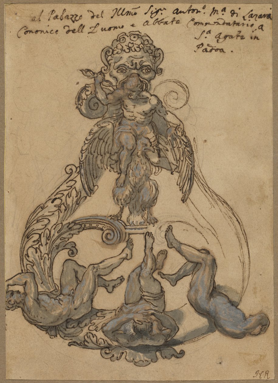 Zeus Vanguishing Giants ile Kapı Tokmağı by Italian 17th Century or Italian 18th Century