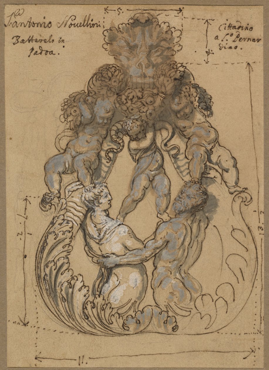 Triton, Nereid ve Putti ile Kapı Tokmağı by Italian 17th or 18th Century