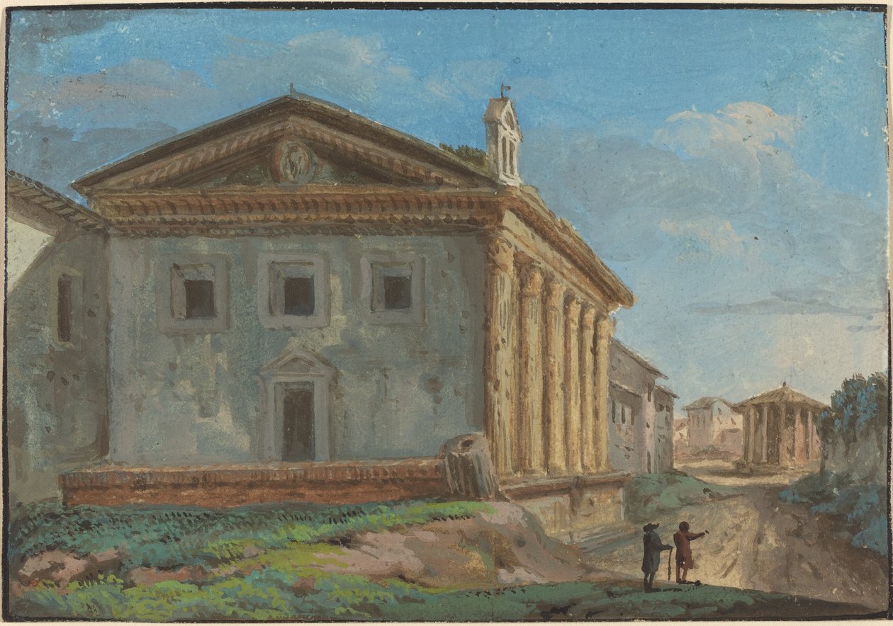 Uzakta Tempio di Vesta ile Tempio della Fortuna Virile by Italian 18th Century