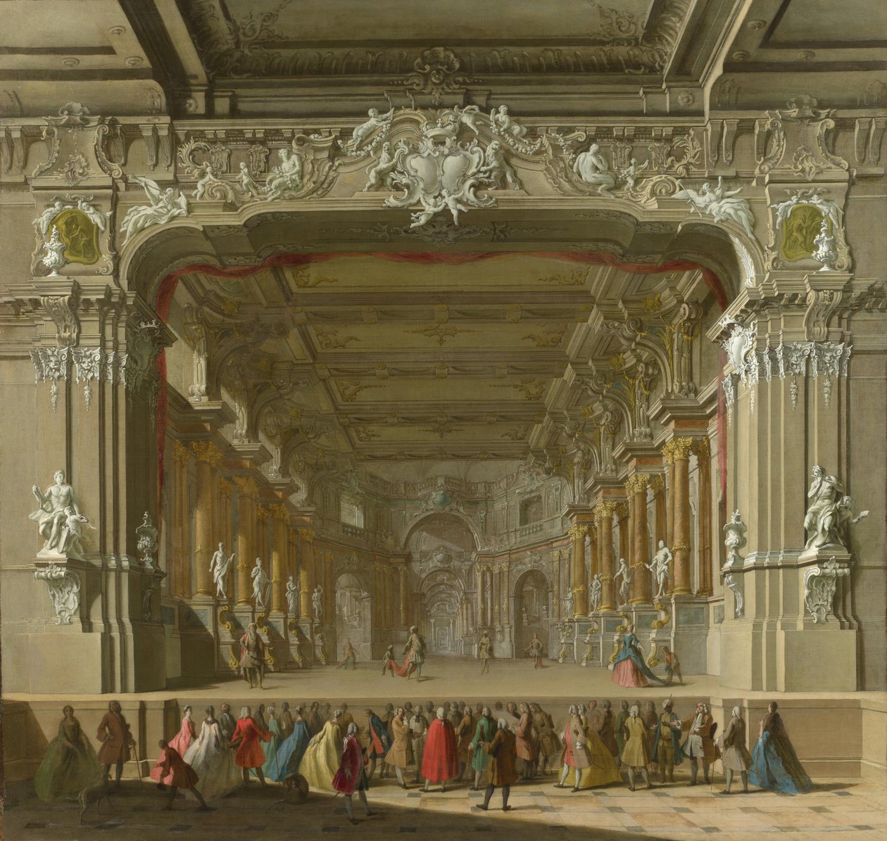 Bir Tiyatronun İçi, 18. Yüzyıl Başı. by Italian Master