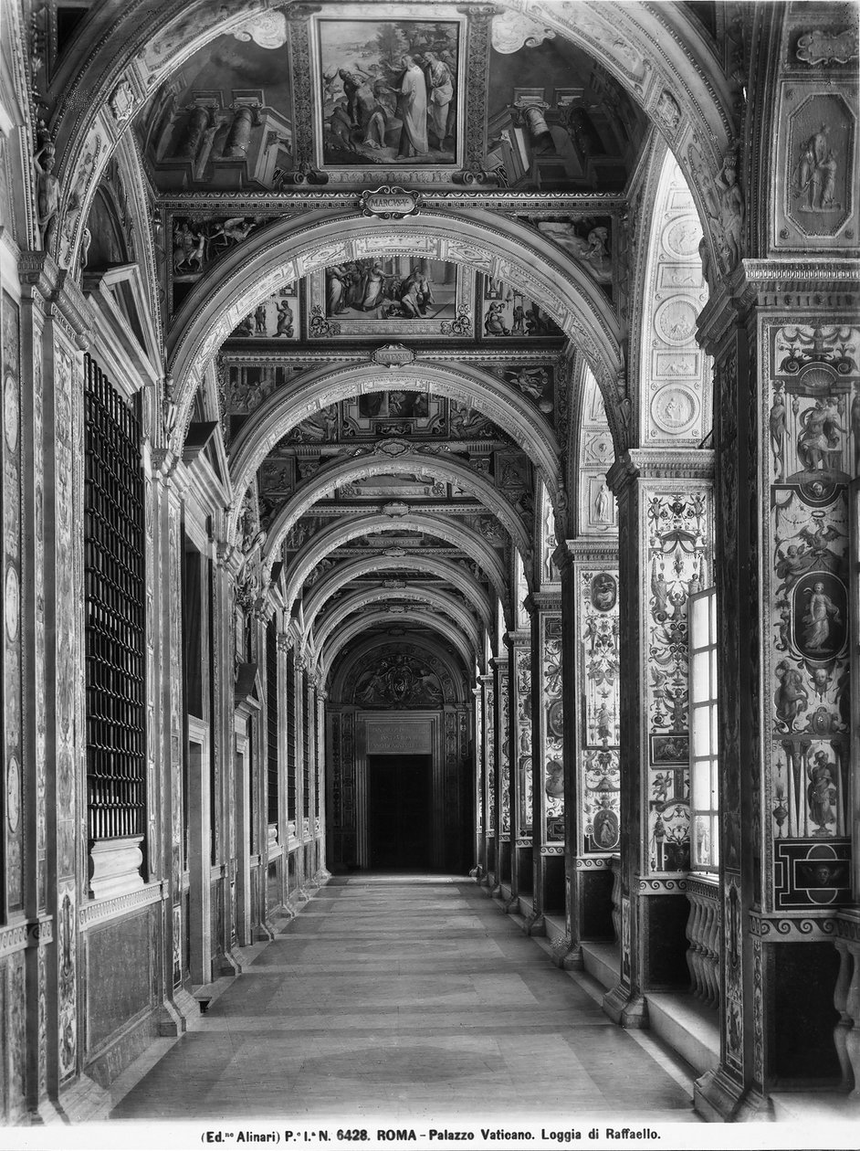 Raphael Loggia, Vatikan Sarayı, Vatikan Şehri (s/b fotoğraf) by Italian Photographer