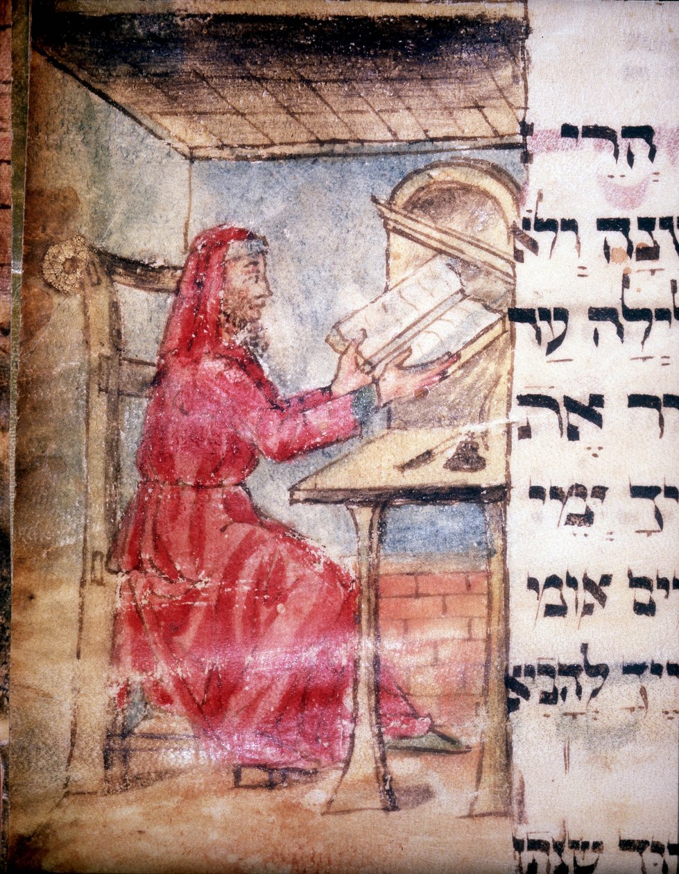 Masasında Bir Yahudi Doktor (parşömen) by Italian School