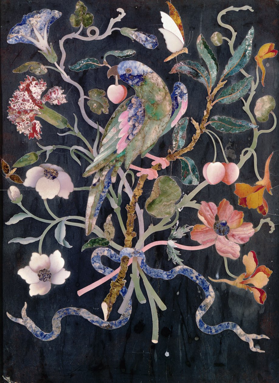 Buketteki Muhabbet Kuşu (pietra dura) by Italian School