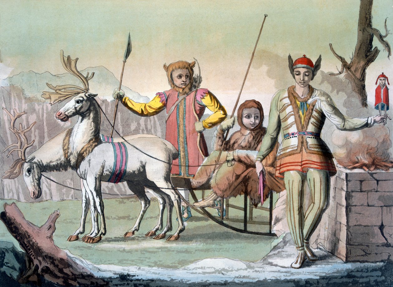 Çevresi olan belirli bir şaman, Sibirya, c.1820