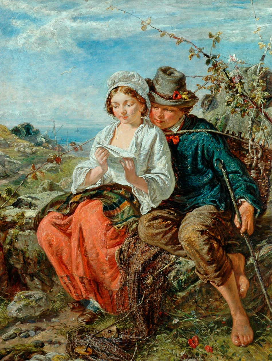 Bir balıkçı-Oğlan ve okuyan bir kız, 1850-79 by Italian School
