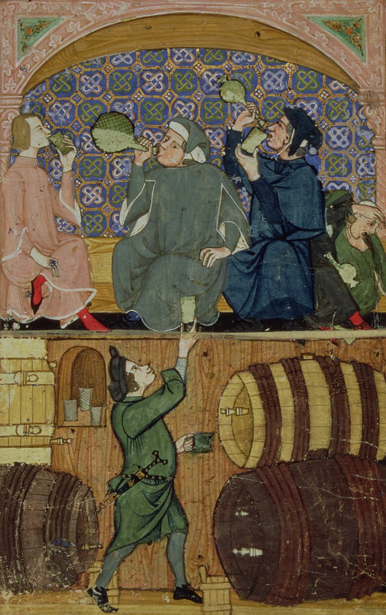 Treatise on the Vices (parşömen) kitabından 27695 f.14 Sarhoşluğu ekleyin by Italian School