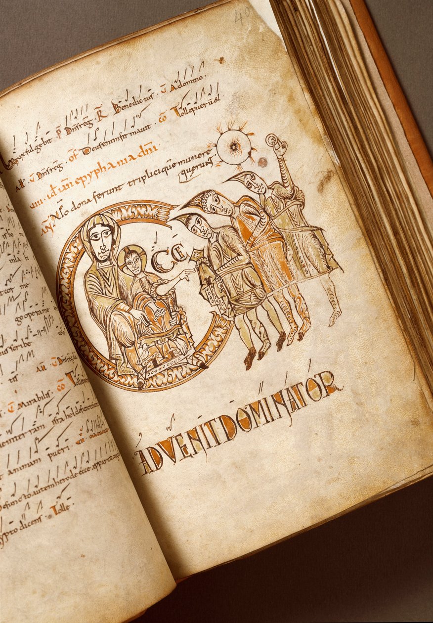 Evanjelik. Farfa manastırından kodeks. (Ms. E 16 folii 149v. 150r.) Roma, Biblioteca Vallicelliana by Italian School