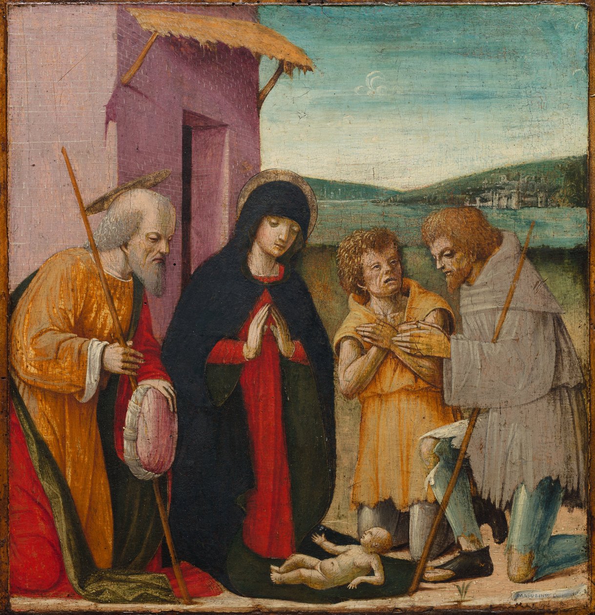 Çobanların Hayranlığı, c. 1480-1500 (ahşap üzerine yağlıboya) by Italian School