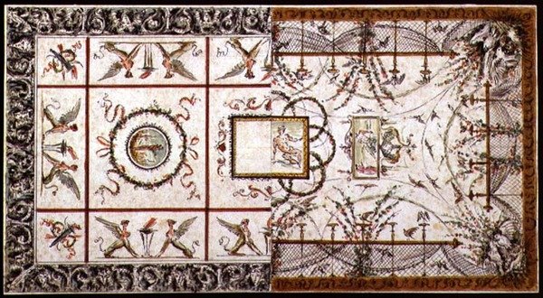 Neo-Klasik tavan için alternatif tasarımlar, c.1800 (kağıt üzerine kalem ve mürekkep ve sulu boya) by Italian School