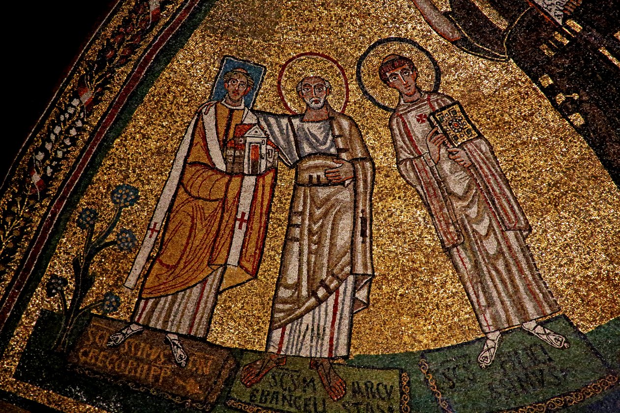 Azizler ve Papa Gregory IV (mozaik) ile apsis by Italian School