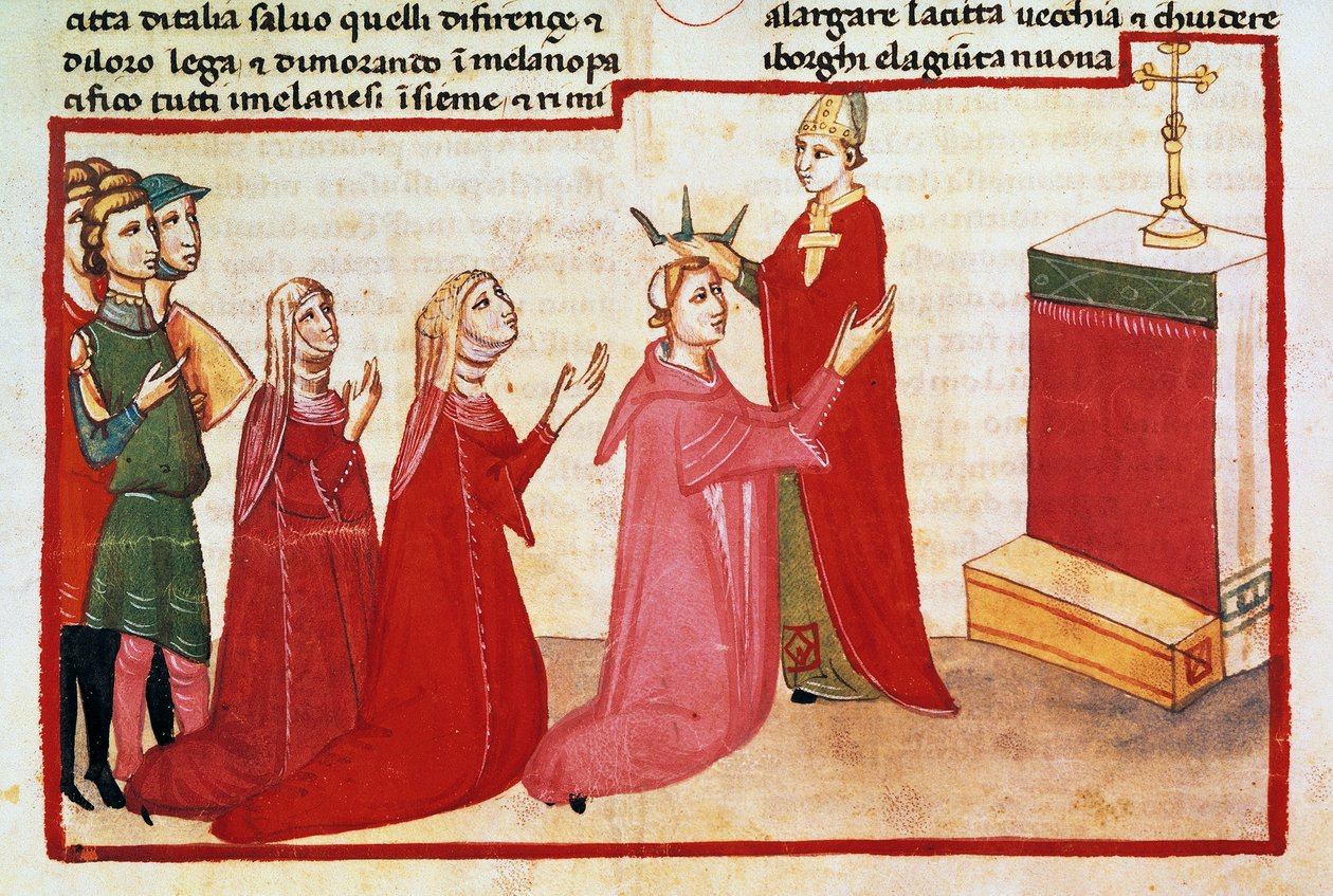 Milan Başpiskoposu Henry VII ve karısını taçlandırdı by Italian School