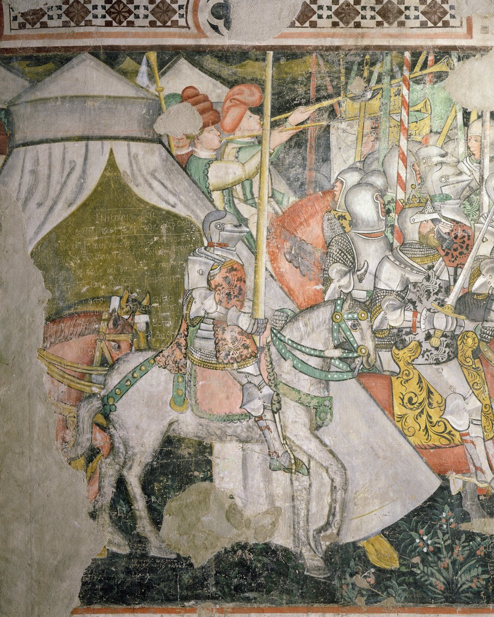 At sırtında ordu, bir savaş sahnesinin detayı (fresk) by Italian School