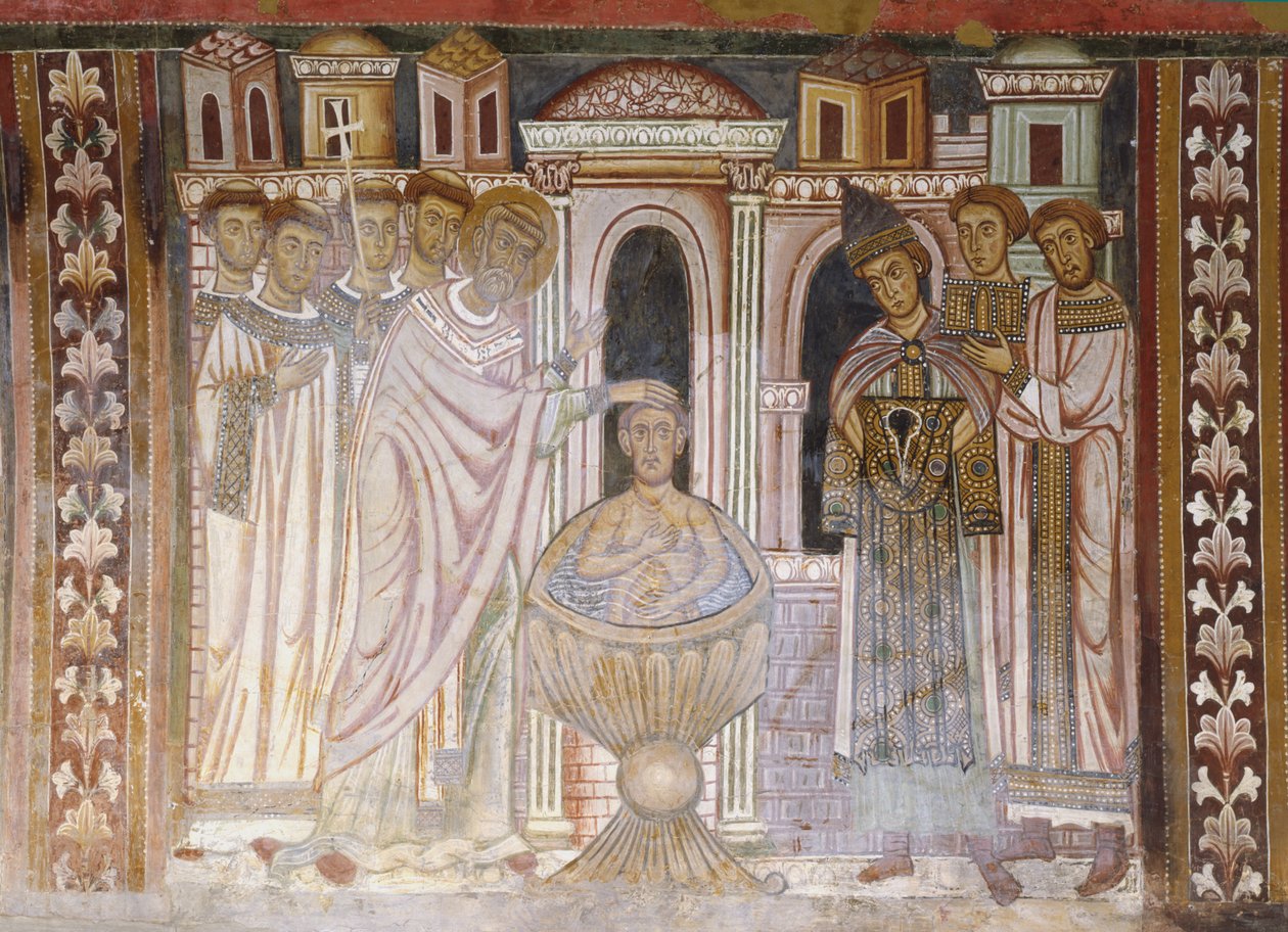 Cüzzamı iyileştiren Konstantin Vaftizi by Italian School